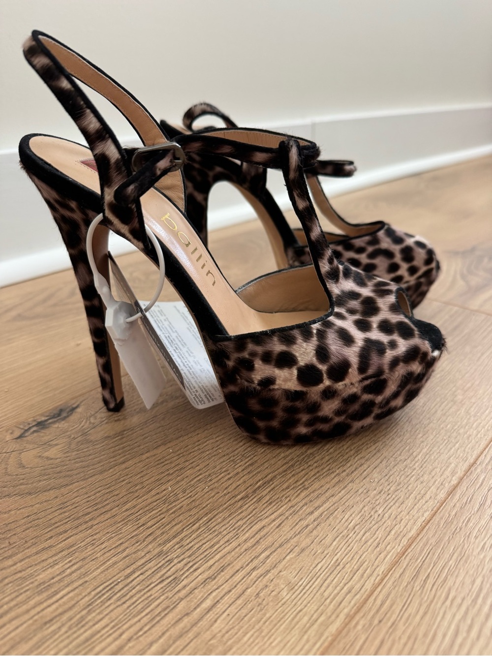 Pollini Leopard-Print Peep-Toe Slingback Platform Heels - Brown/Black
